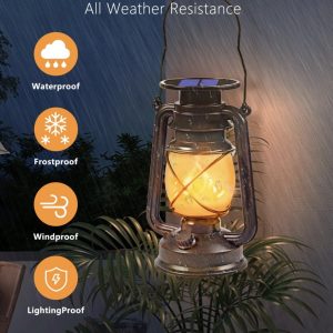 #12 9/5 Set of 2 Solar Flame Reto Lanterns